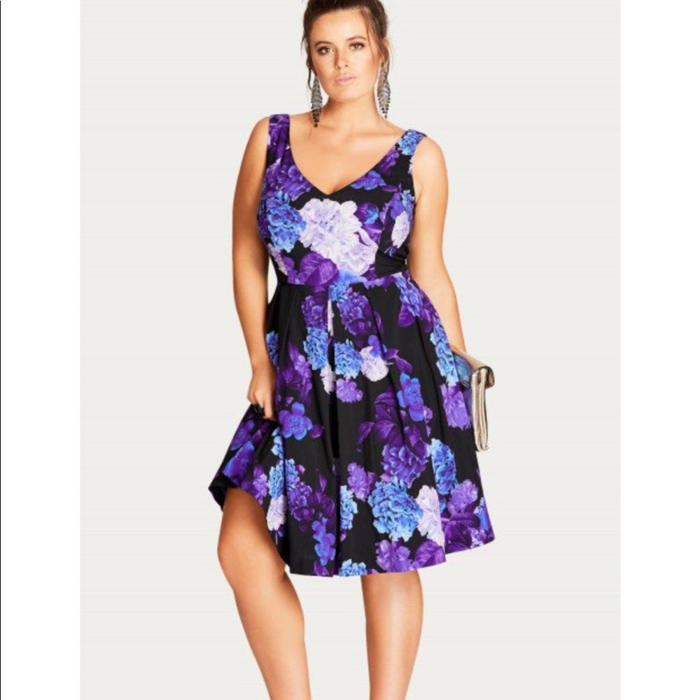City Chic Hydrangea Print party dress. Size XXL